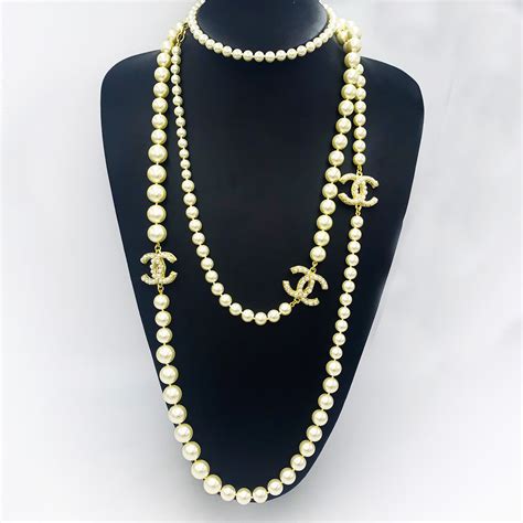 chanel gold necklate with pearls|authentic chanel necklace for sale.